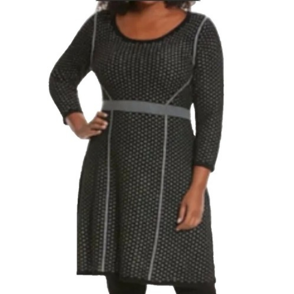 LANE BRYANT Polka Dot Sweater Dress Party Black and White Dress Size 22/24 LBD - Picture 1 of 6